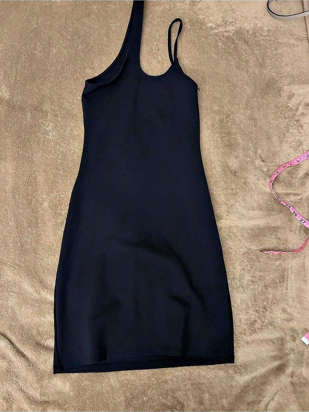 Abercrombie & Fitch One-Shoulder Asymmetrical Hem Midi Dress Black XS